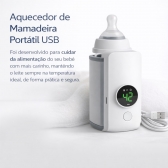 Aquecedor Mamadeira Portátil USB Recarregável com Visor LCD