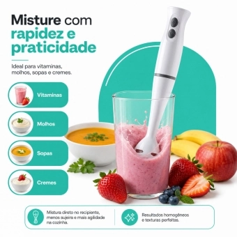 Mixer Portatil 3x1 250w Batedor Potente Triturador Bak -110v