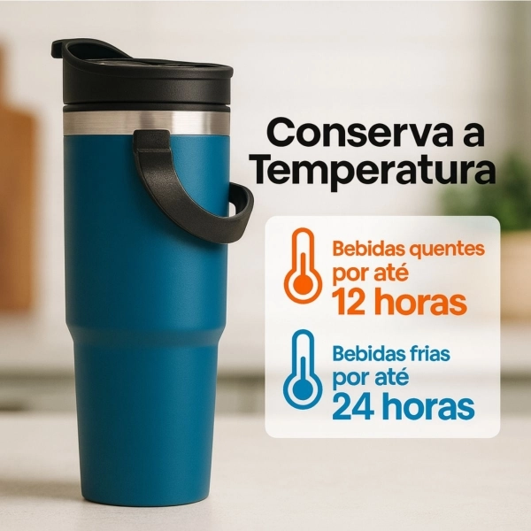 Garrafa Caneca Térmica  900ml - Azul