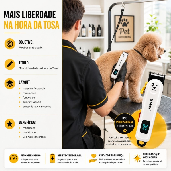 Máquina De Tosa Bmax Profissional Sem Fio Silenciosa