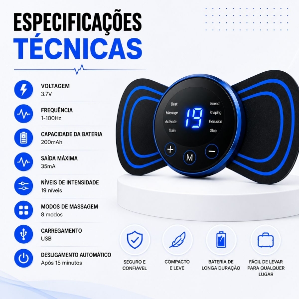Mini Massageador Elétrico Portátil