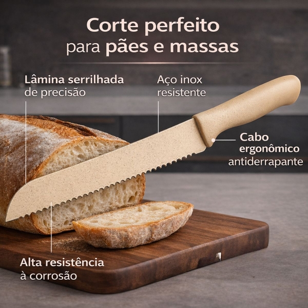 Kit Facas Cozinha 6 Peças Com Afiador Descascador Tesoura