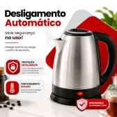 Chaleira Elétrica Inox 1,8 Litros Jarra Bule BAK Cor Prata