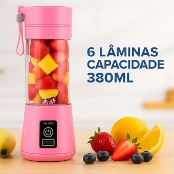 Mini Liquidificador Portátil Recarregável 380ML 6 Laminas