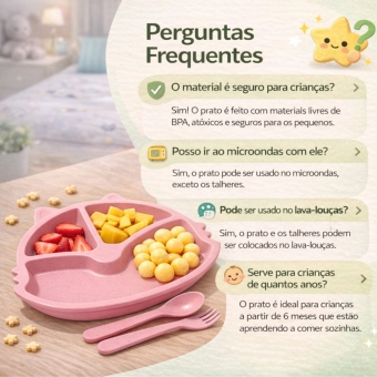Prato Infantil Com Divisorias Flor Garfo E Colher BPA Free