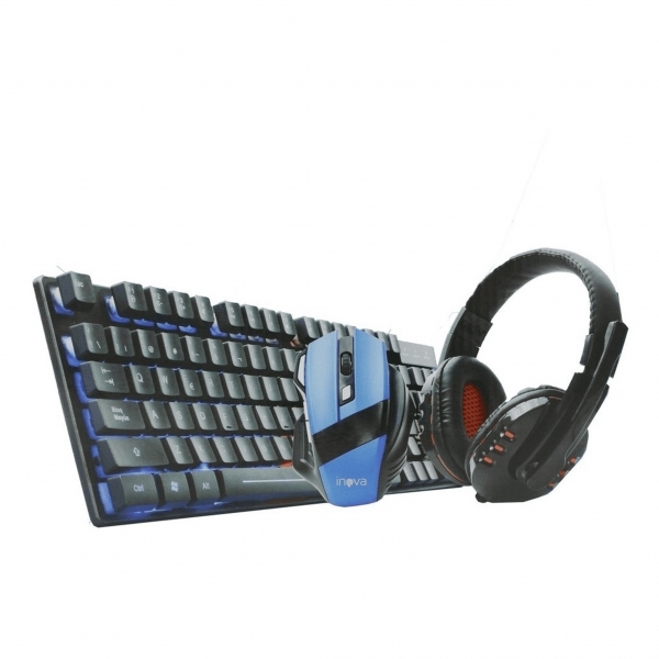 Kit Gamer Teclado Led RGB Mouse Fone Inova KmFon 6527
