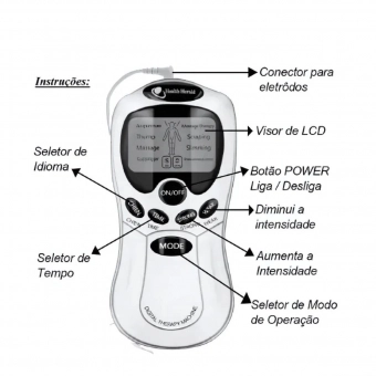 Massageador Digital Aparelho Fisioterapia Eletrochoque Cinza