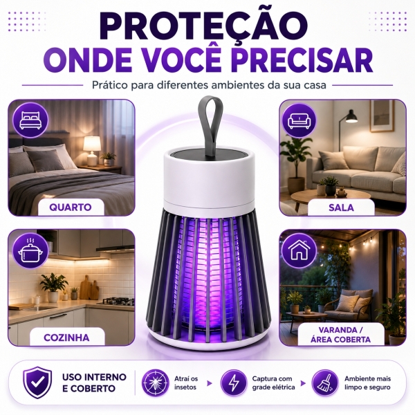 Lâmpada Mata Mosquitos Repelente Elétrico USB Ultravioleta