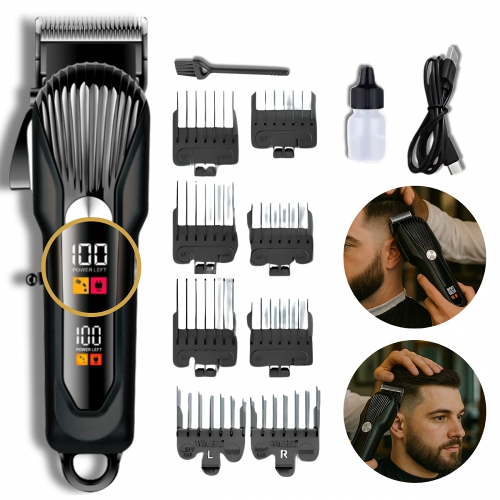 Máquina de Cortar Cabelo Profissional Display Digital 5w