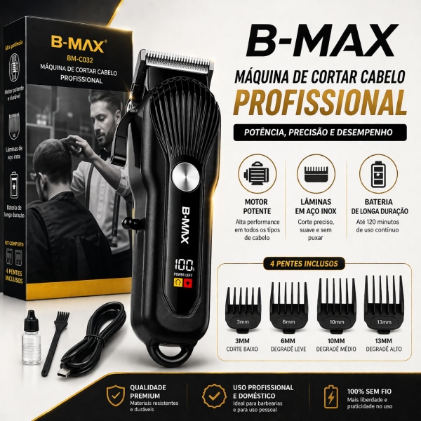 Máquina de Cortar Cabelo Profissional Display Digital 5w