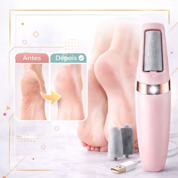 Lixa Elétrica Para Pés Profissional USB Com LED Removedor De Calos E Rachaduras