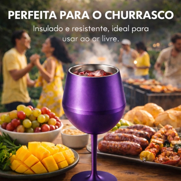 Copo Térmico 2 em 1 Aço Inox 400ml Taça Bebida Fria Quente - Roxo