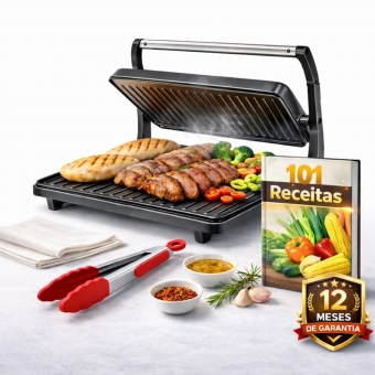 Grill Sanduicheira Press Gourmet Ceramic Inox  Preto 750W
