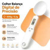 Colher Medida Balança Digital Eletrônica Cozinha Até 500g - Branca