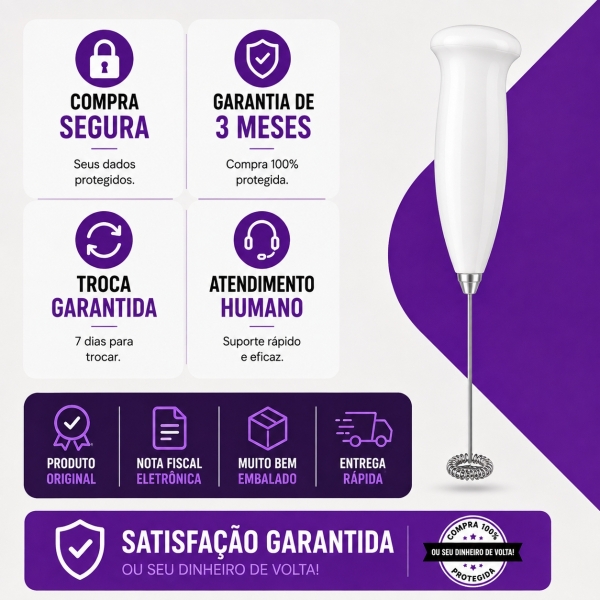 Mixer Elétrico Misturador Bebidas Café Leite Aço Inox - BRANCO INOX