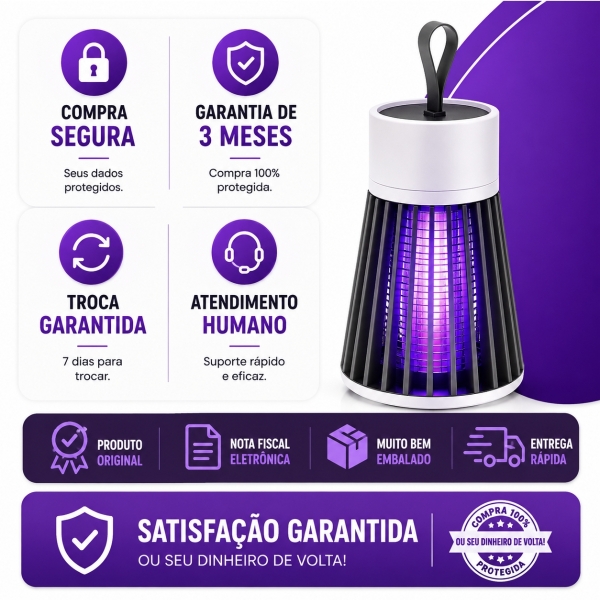Lâmpada Mata Mosquitos Repelente Elétrico USB Ultravioleta