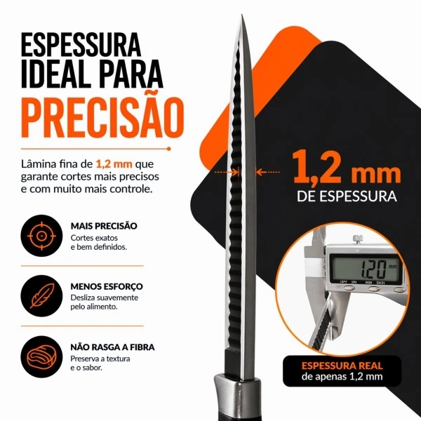 Kit Faca Serrilhada 24cm Inox Profissional Com Balanca Digital 10kg