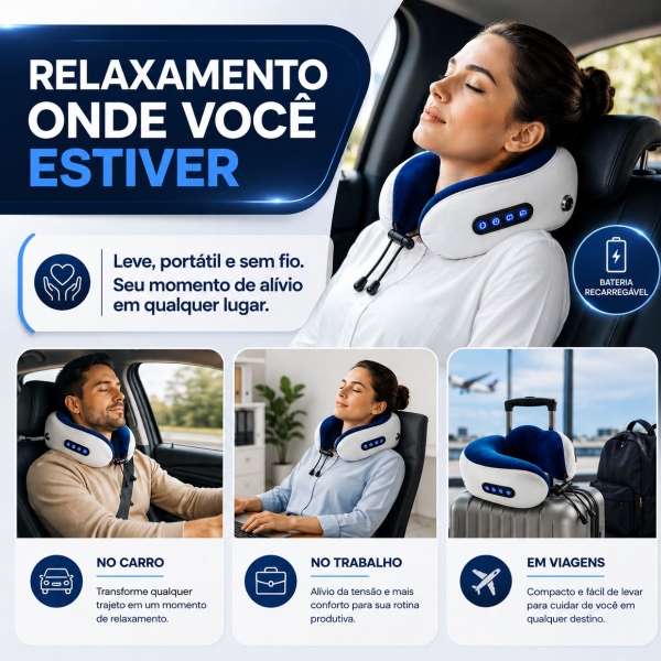 Almofada Massageador Para pescoço - Azul