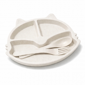 Prato Infantil Com Divisorias Flor Garfo E Colher BPA Free