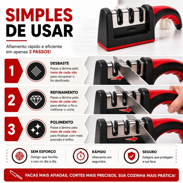 Kit Balança de Cozinha 10kg e Amolador de Facas Profissional