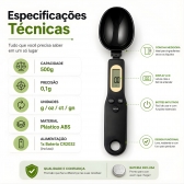 Colher Medida Balança Digital Eletrônica Cozinha Até 500g - Preta