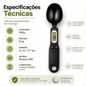 Colher Medida Balança Digital Eletrônica Cozinha Até 500g - Preta