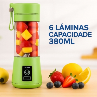 Mini Liquidificador Portátil Recarregável 380ML 6 Laminas