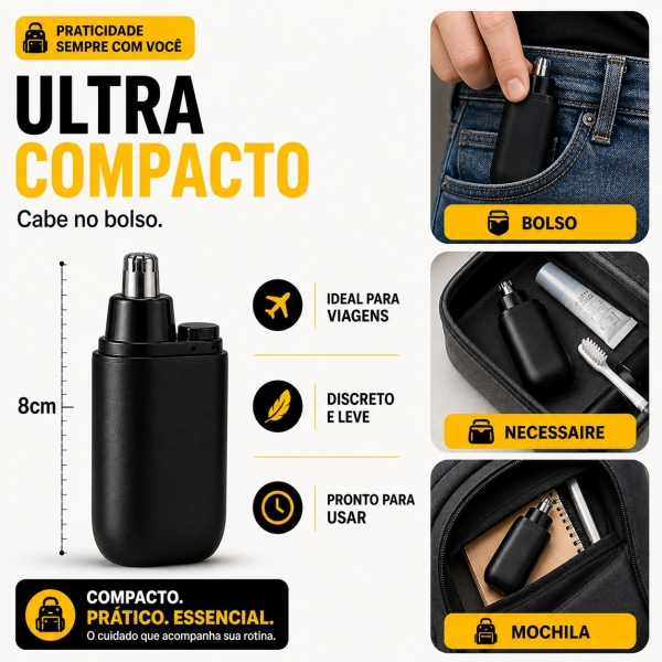 Máquina Cabelo Acabamento Profissional Aparador Pelos Nasal Prateado