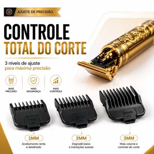 Kit Maquina Dragão Cabelo Barba E Aparador De Pelo De Nariz