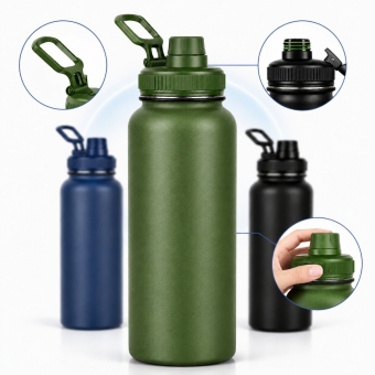 Garrafa Térmica Inox 1200ml Parede Dupla Isolamento a Vácuo Antivazamento com Alça 180°