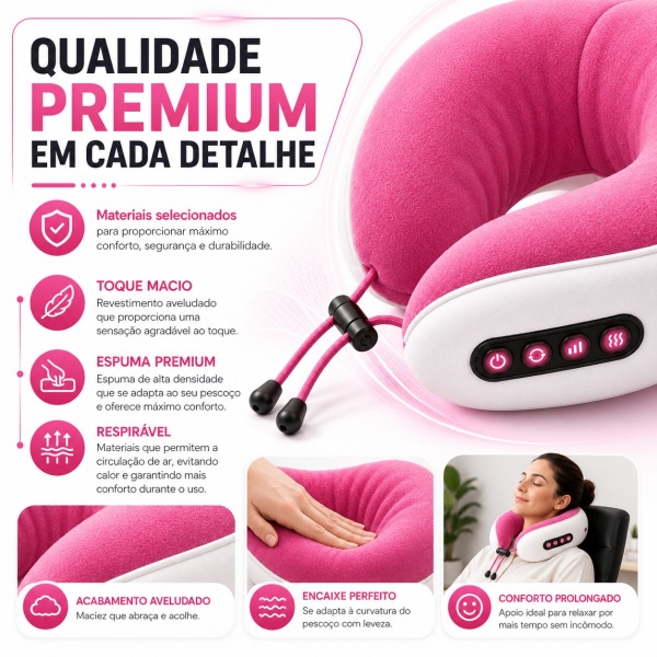 Almofada Massageador Para pescoço - Rosa