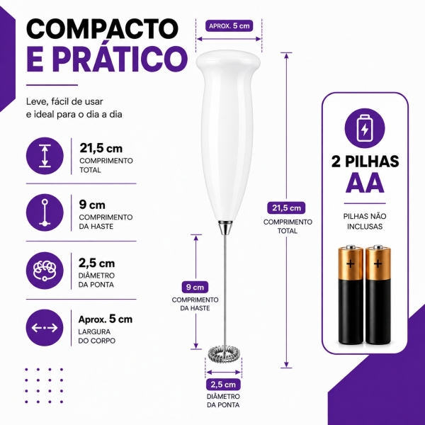 Mixer Elétrico Misturador Bebidas Café Leite Aço Inox - BRANCO INOX