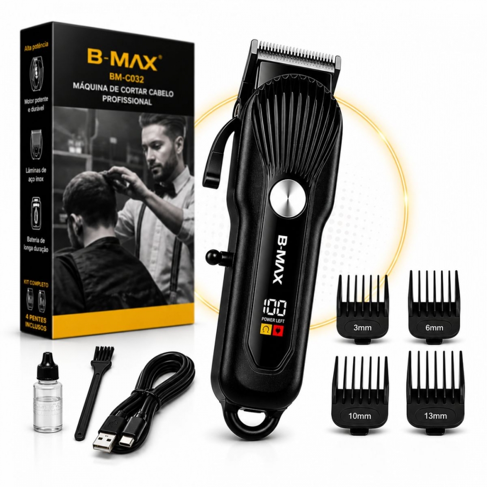 Máquina de Cortar Cabelo Profissional Display Digital 5w