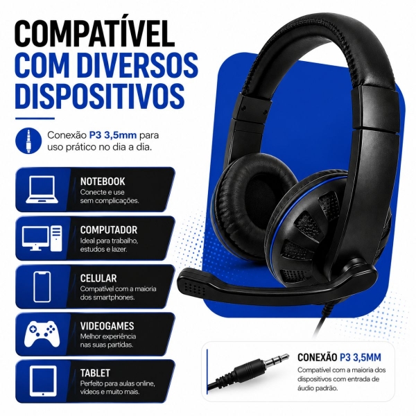 Fone Headset Fone de Ouvido Alta compatibilidade XTRAD