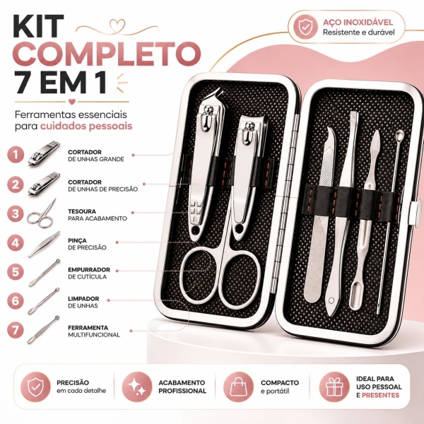Kit Manicure 7 Em 1 Aparador nariz orelha USB C Portátil