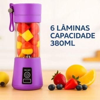 Mini Liquidificador Portátil Recarregável 380ML 6 Laminas