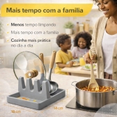 Suporte Descanso Tampa Panela Utensílios Organizador Cozinha - Cinza