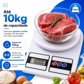 (KT) Kit balança cozinha + faca inox 24cm + amolador de faca
