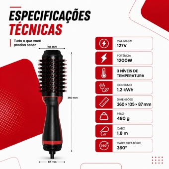 Escova secadora 4 em 1 Cadence Ceramica Ionizada Turmalina