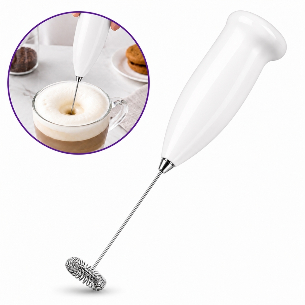 Mixer Elétrico Misturador Bebidas Café Leite Aço Inox - BRANCO INOX