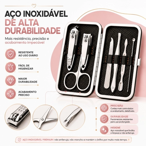 Kit Lixa Elétrica De Unhas 5 Pontas + Manicure Pedicure 7 Em 1 Com Estojo Portátil Completo