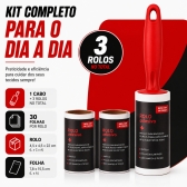 Rolo Adesivo Removedor De Tira Pelos Roupas Sofa Com 3 Refil