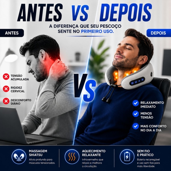 Almofada Massageador Para pescoço - Cinza