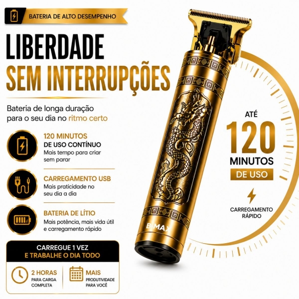 Kit Maquina Dragão Cabelo Barba E Aparador De Pelo De Nariz