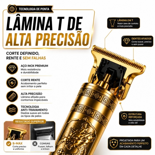 Kit Maquina Dragão Cabelo Barba E Aparador De Pelo De Nariz