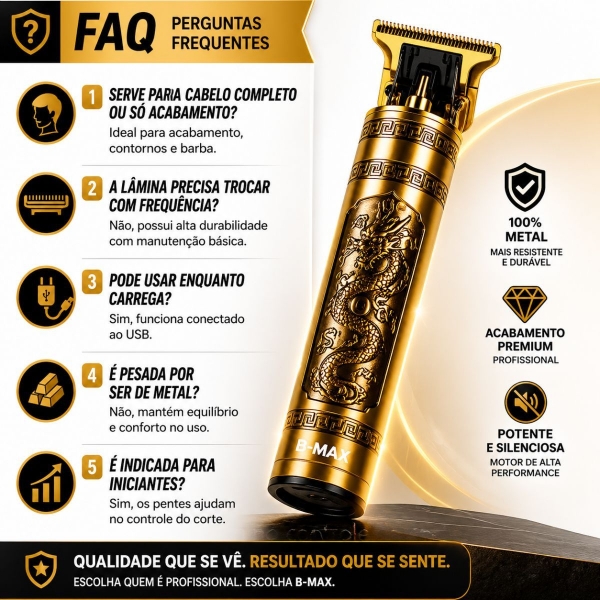 Kit Maquina Dragão Cabelo Barba E Aparador De Pelo De Nariz