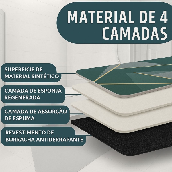 Kit 2 Tapetes Impermeável Antiderrapante Banheiro Cozinha - 2 Quadrado