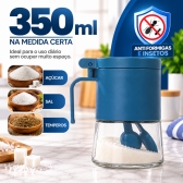 Açucareiro de Vidro 350ml com Tampa Vedada e Colher Azul e Cinza - Azul escuro