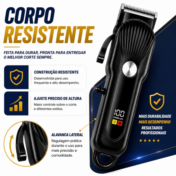 Máquina de Cortar Cabelo Profissional Display Digital 5w