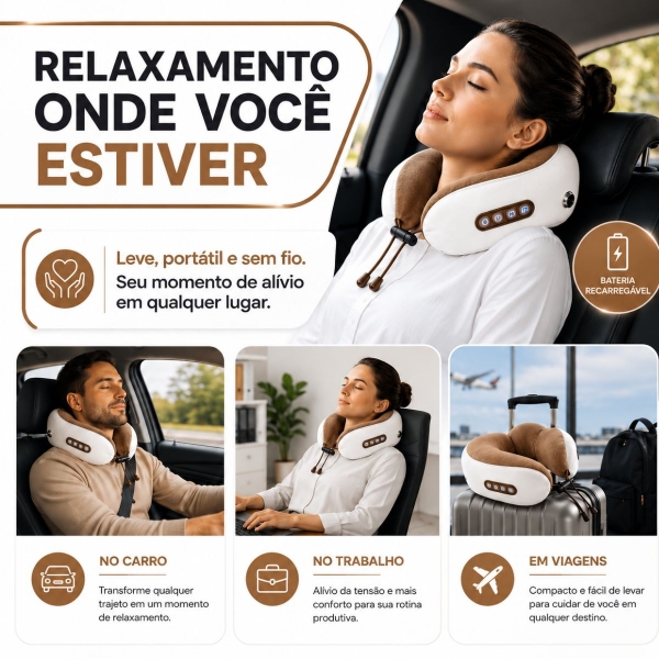 Almofada Massageador Para pescoço - Marrom